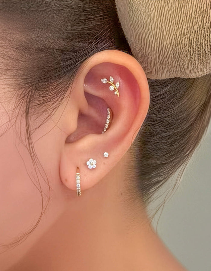 Customer ear stack wearing With Bling jewellery