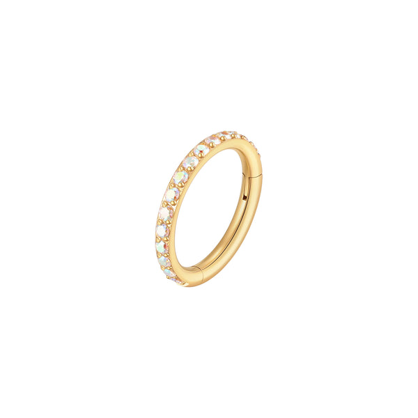WITH BLING | Titanium Cartilage Clicker – AB CZ Eternity Hoop Ring
