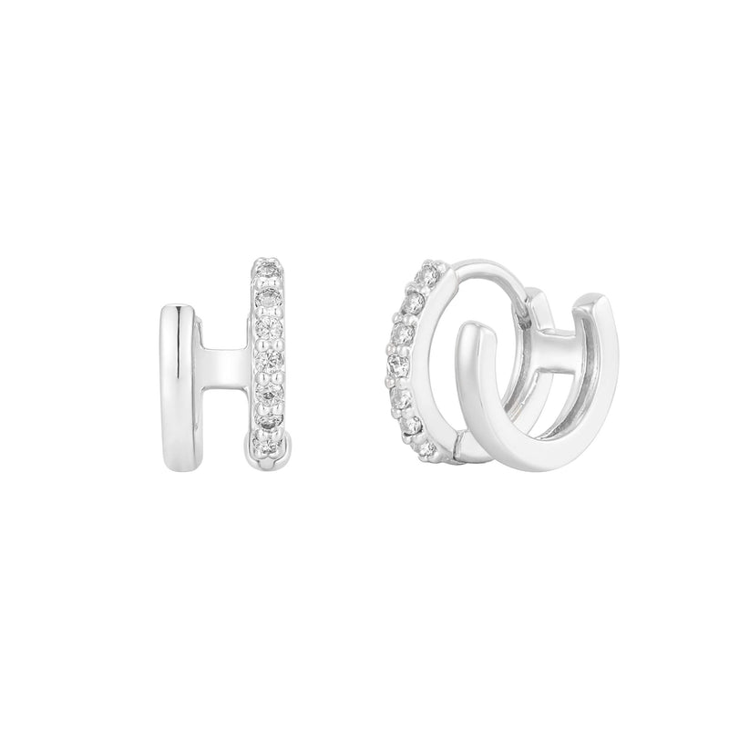 Double Illusion White CZ Hoops