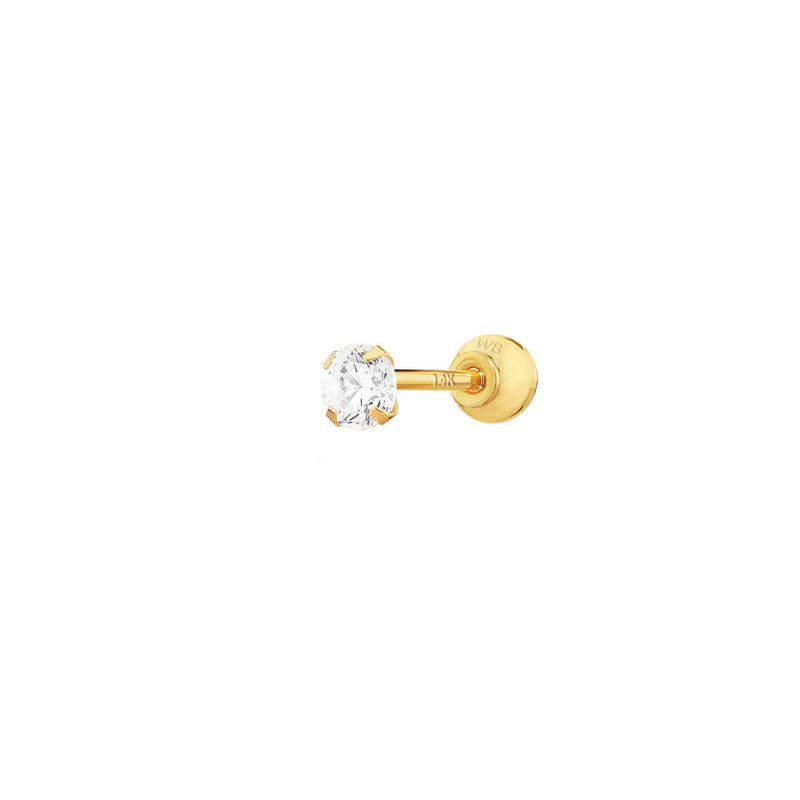 14K Simple CZ Barbell (20G)