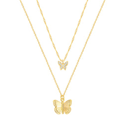 Textured Butterfly Layered Necklace Set