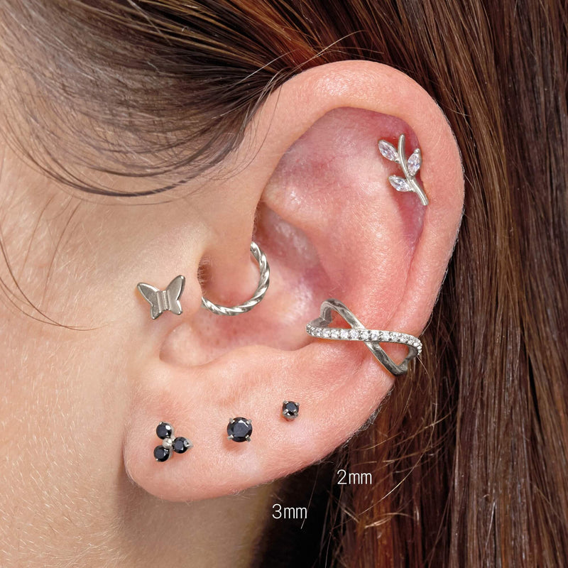 Black Simple CZ Piercing Bundle