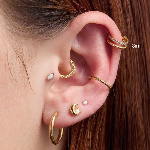 WITH BLING | Titanium Cartilage Clicker – White CZ Illusion Hoop Ring