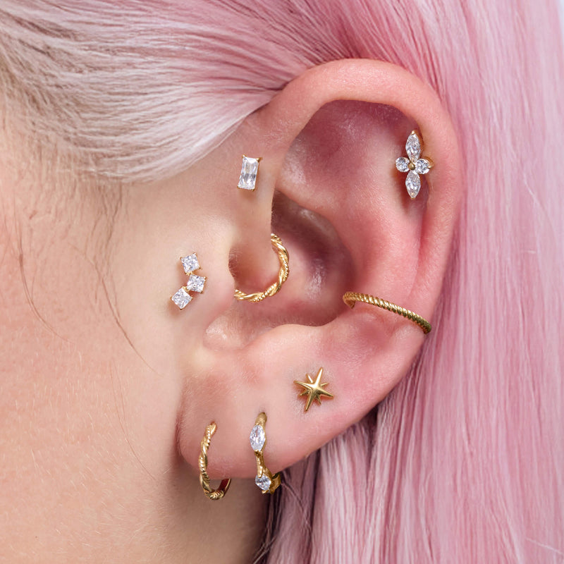 White Marquise Flower Piercing