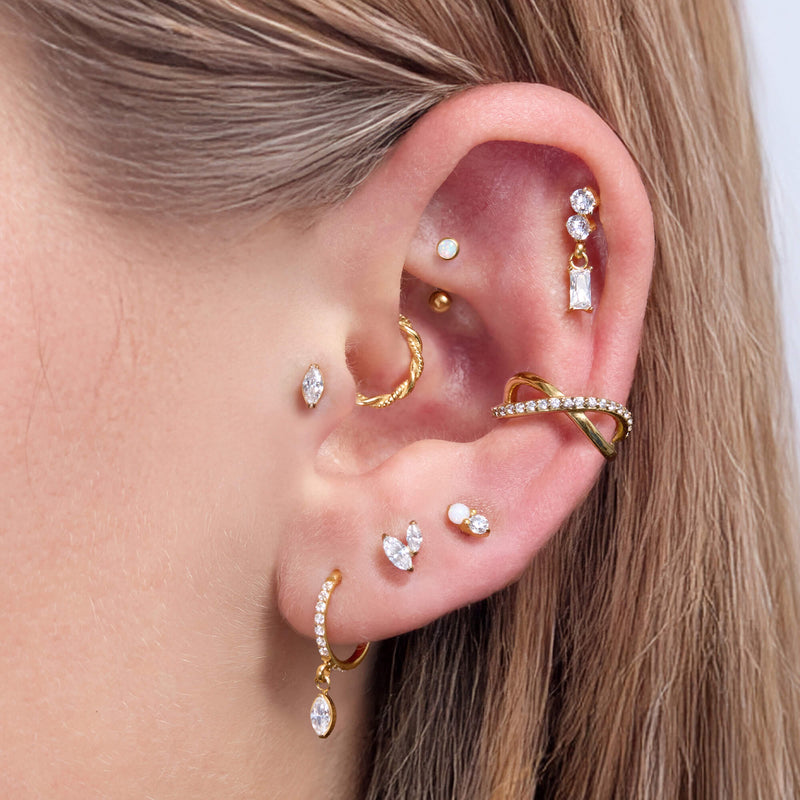 White Marquise Cluster Piercing