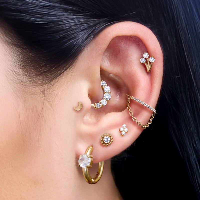 VOJO 3 Pairs Moissanite & Titanium Flat Back Earrings – 20G