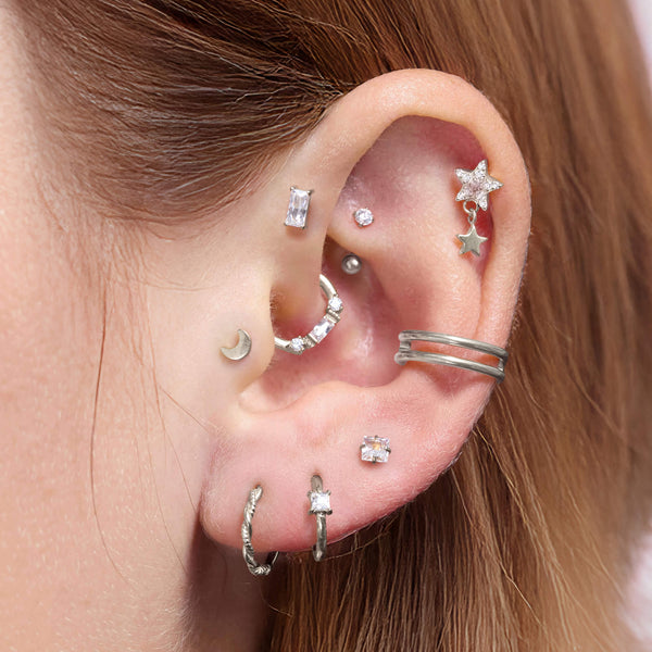 Tiny Plain Crescent Moon Piercing