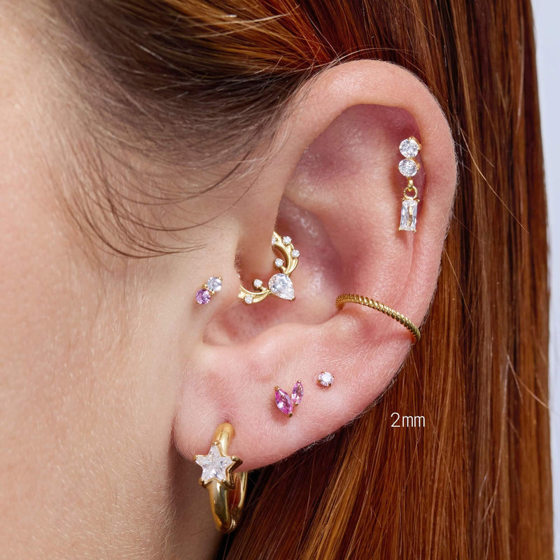 Light Pink Simple CZ Piercing