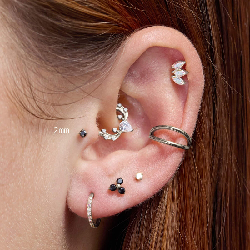 Black Simple CZ Piercing