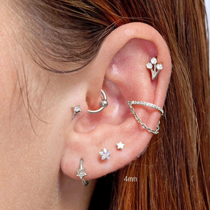 White Crystal Star Piercing