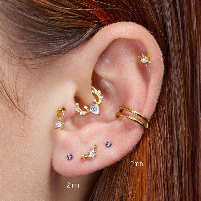Navy Simple CZ Piercing