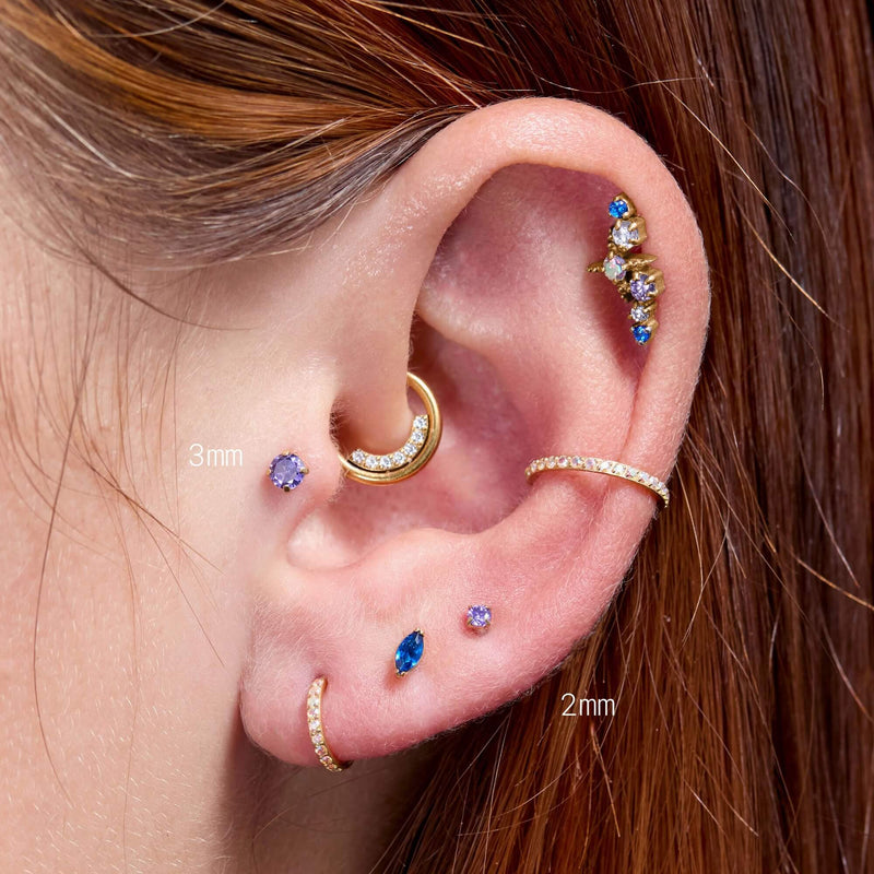 Purple Simple CZ Piercing