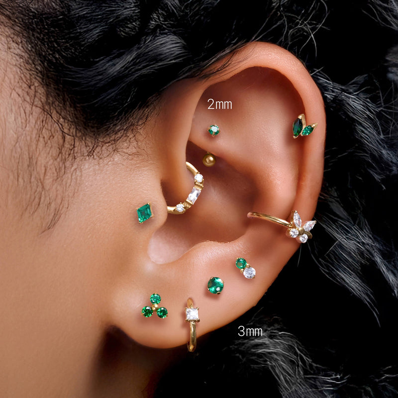 Green Simple CZ Piercing