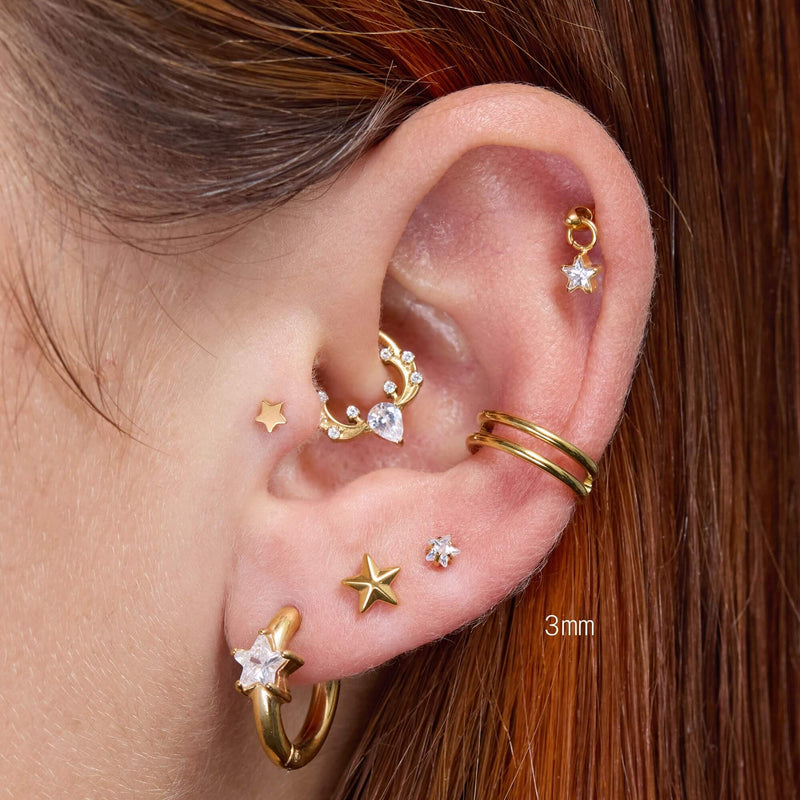 White Crystal Star Piercing
