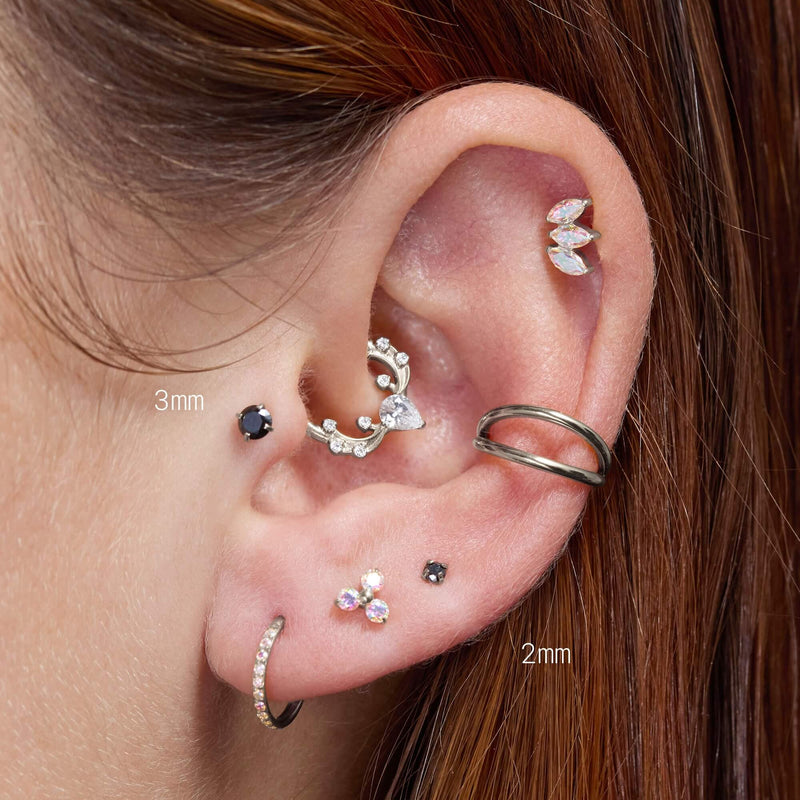 Black Simple CZ Piercing Bundle