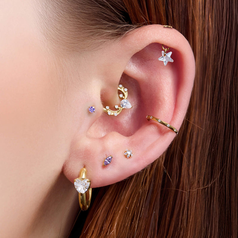 Floating Crystal Star Charm Piercing