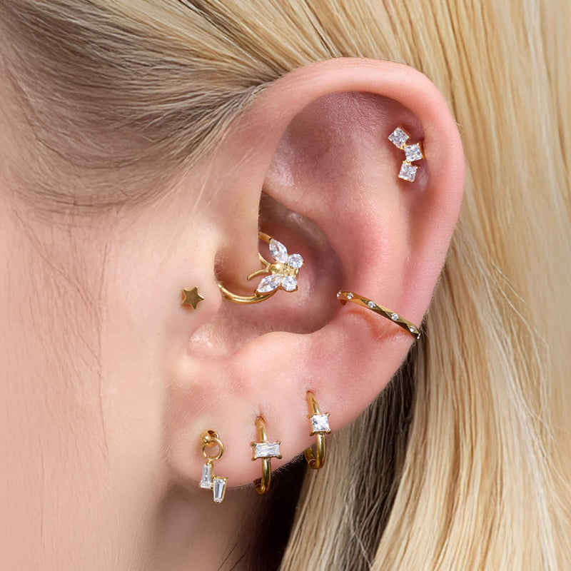 Floating Double Baguette Charm Piercing