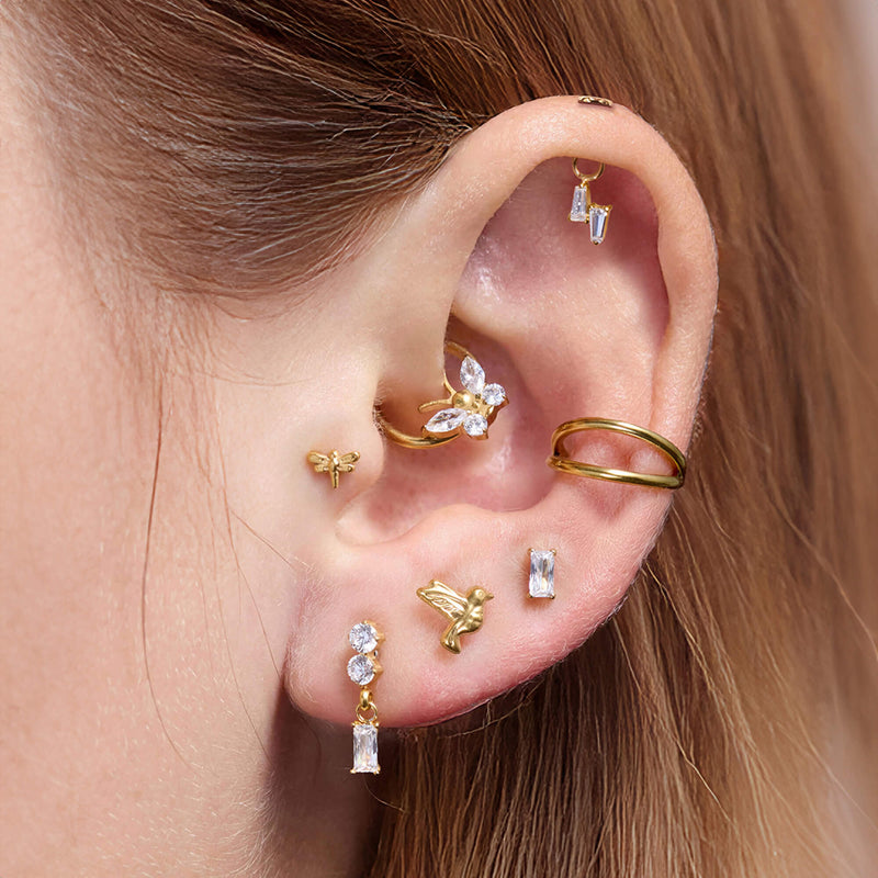 Floating Double Baguette Charm Piercing