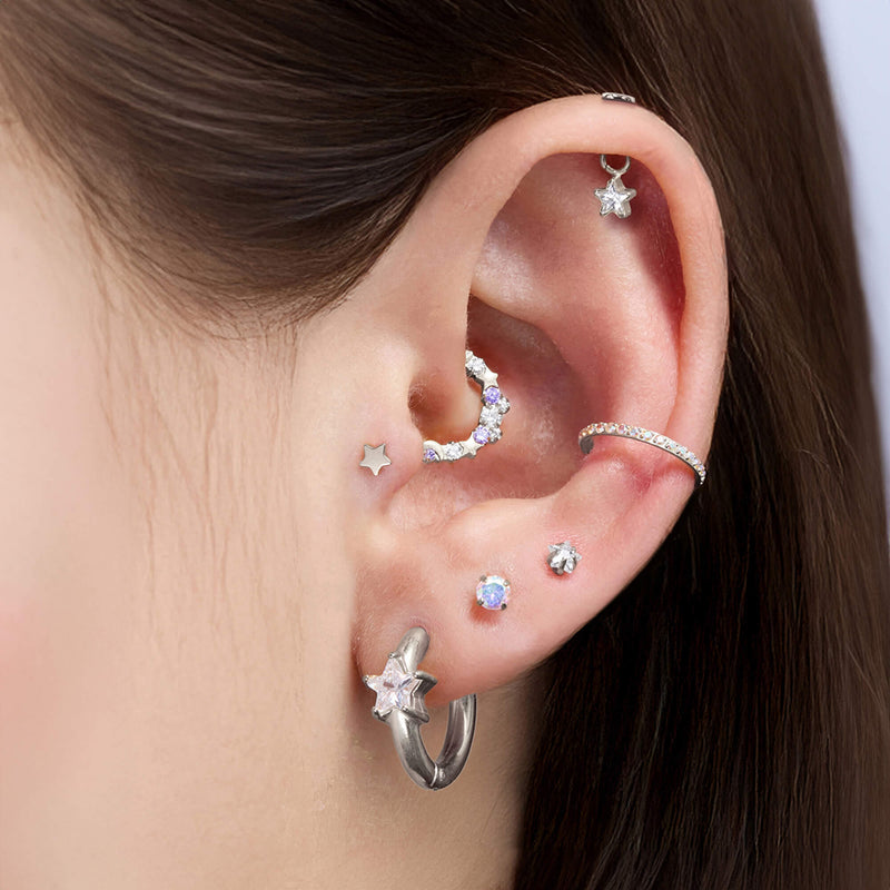 Floating Bezel Star Charm Piercing