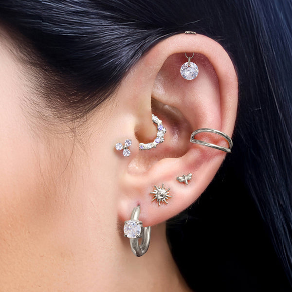 Floating Crystal Round Charm Piercing