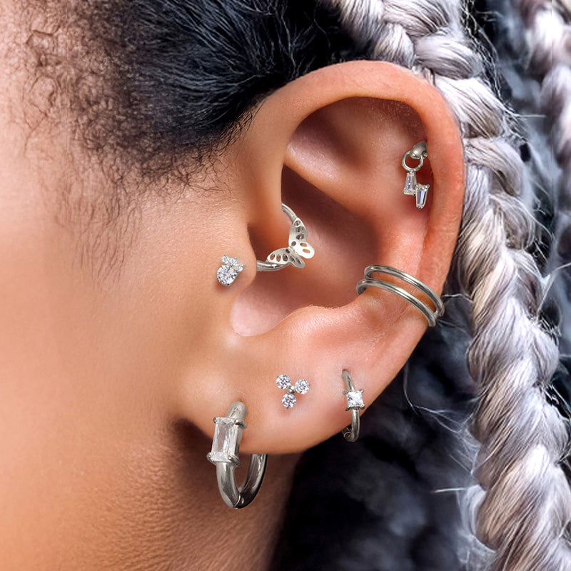 Floating Double Baguette Charm Piercing