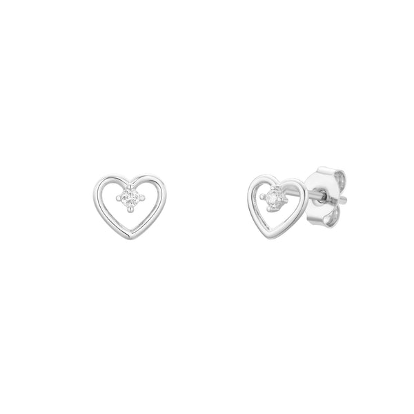 Simple Heart with CZ Earrings