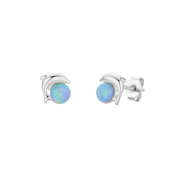 Blue Opal Dolphin Earrings
