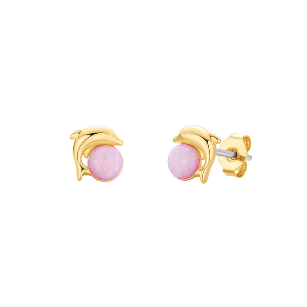 Pink Opal Dolphin Earrings