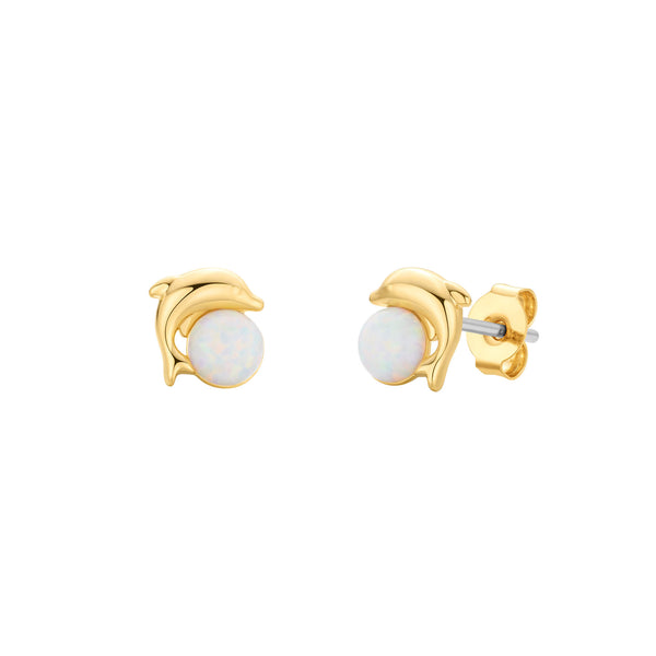 White Opal Dolphin Earrings
