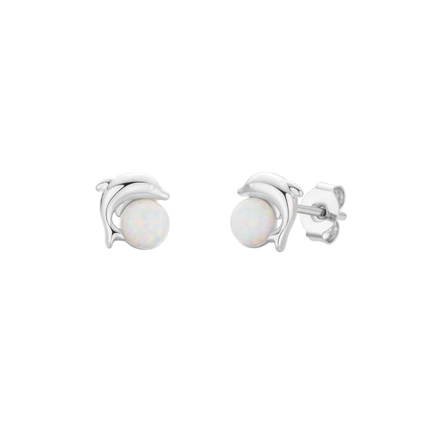 White Opal Dolphin Earrings