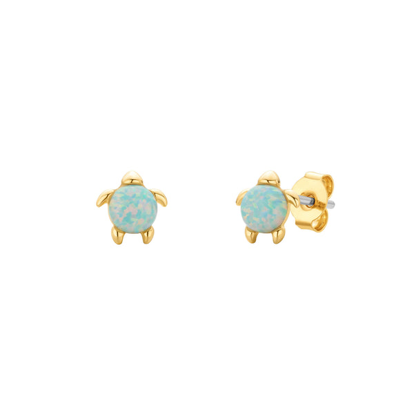 Blue Opal Turtle Earrings