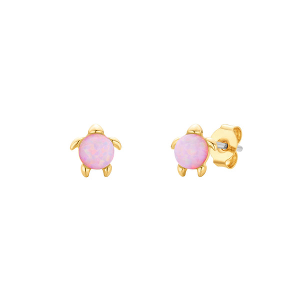 Pink Opal Turtle Earrings