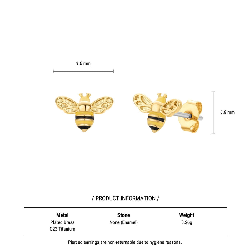 Enamel Bumble Bee Earrings