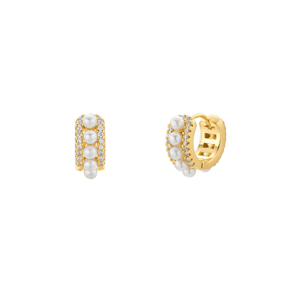 CZ and Pearl Hoops