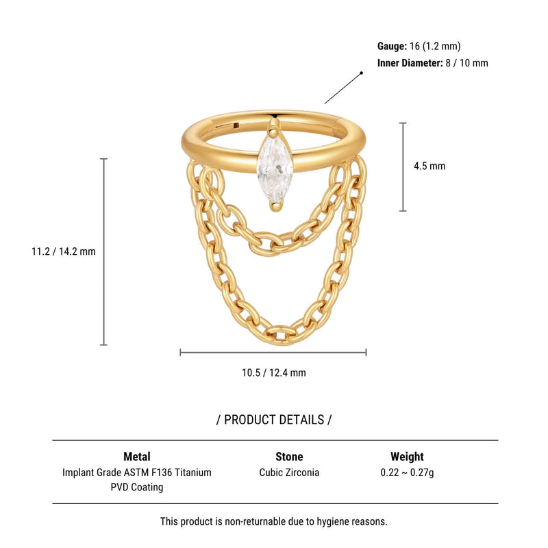 Marquise Clicker With Double Chain (16G)