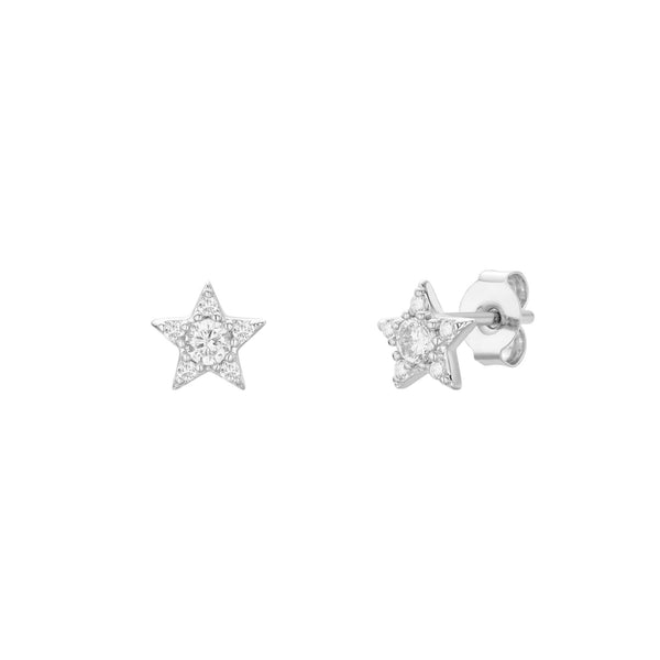 White CZ Center Star Earrings