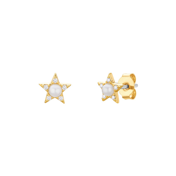 Pearl Center Star Earrings
