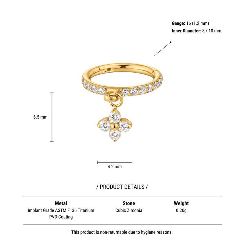 White Tiny Flower Dangle Clicker (16G)