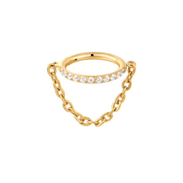 White CZ Clicker With Chain (16G)