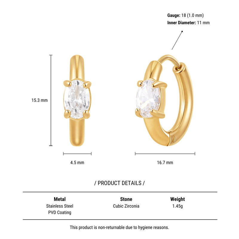 White Oval Chubby Hoops (18G)