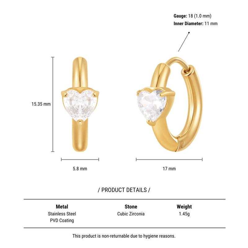 White Heart Chubby Hoops (18G)