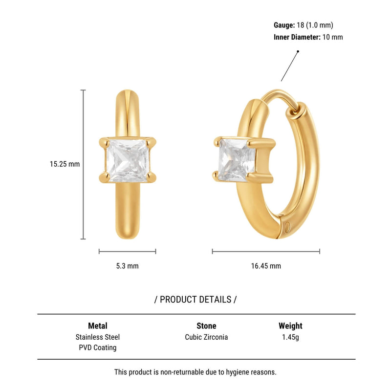 White Square Chubby Hoops (18G)