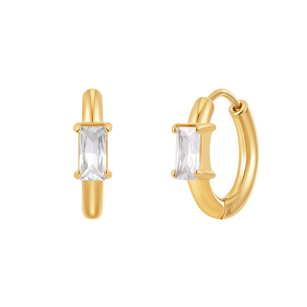 White Baguette Chubby Hoops (18G)