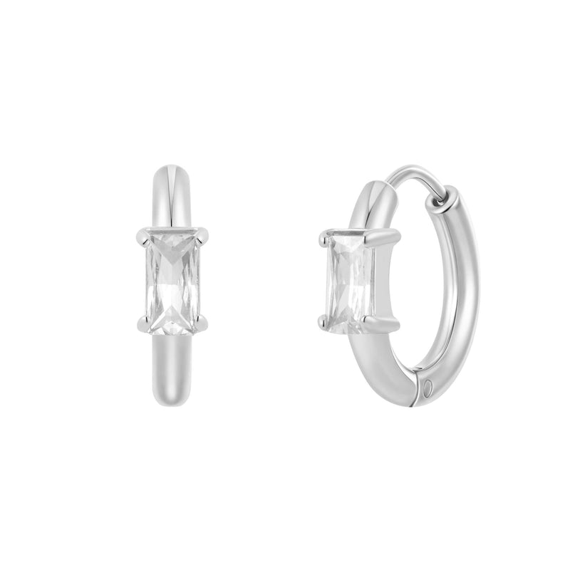 White Baguette Chubby Hoops (18G)