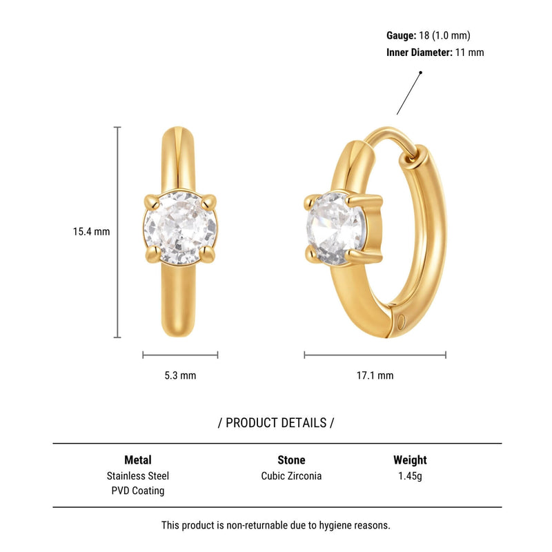 White Round Chubby Hoops (18G)