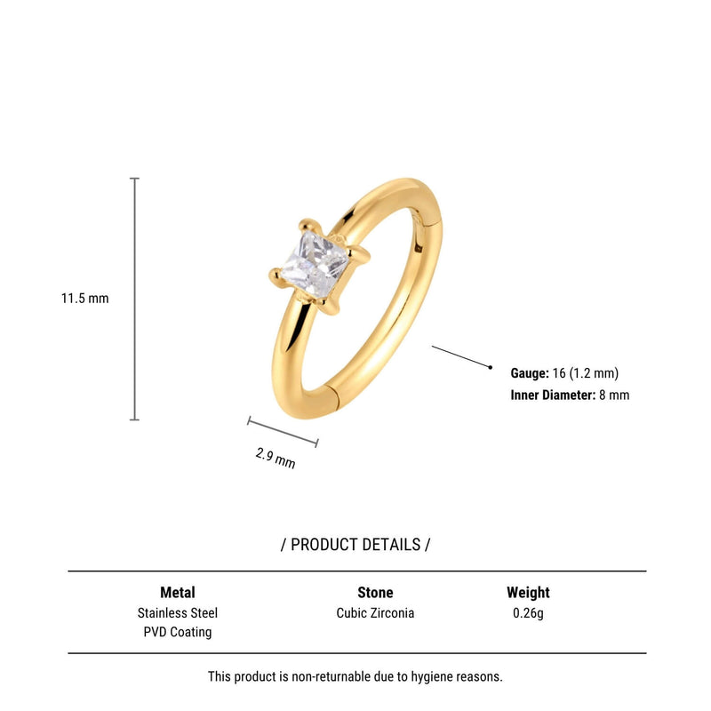 White CZ Square Clicker (16G)