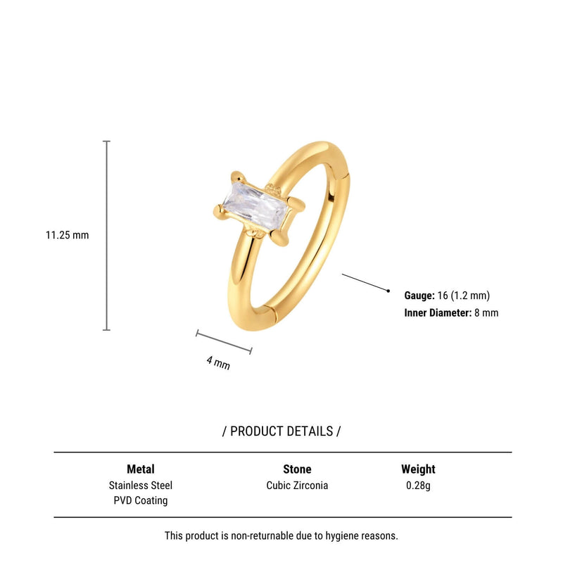 White CZ Baguette Clicker (16G)