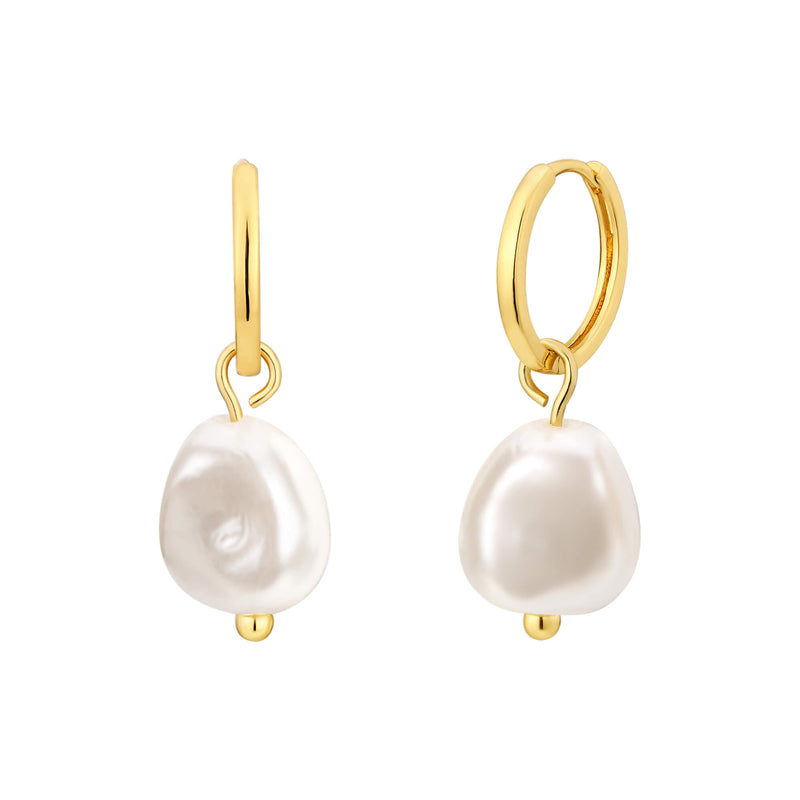 Pearl Drop Hoop Earrings (20G)