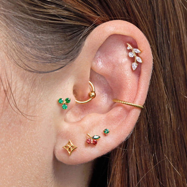 Green 3-Petal Piercing