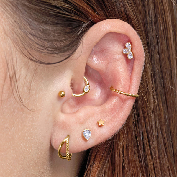 White Half Flower Piercing